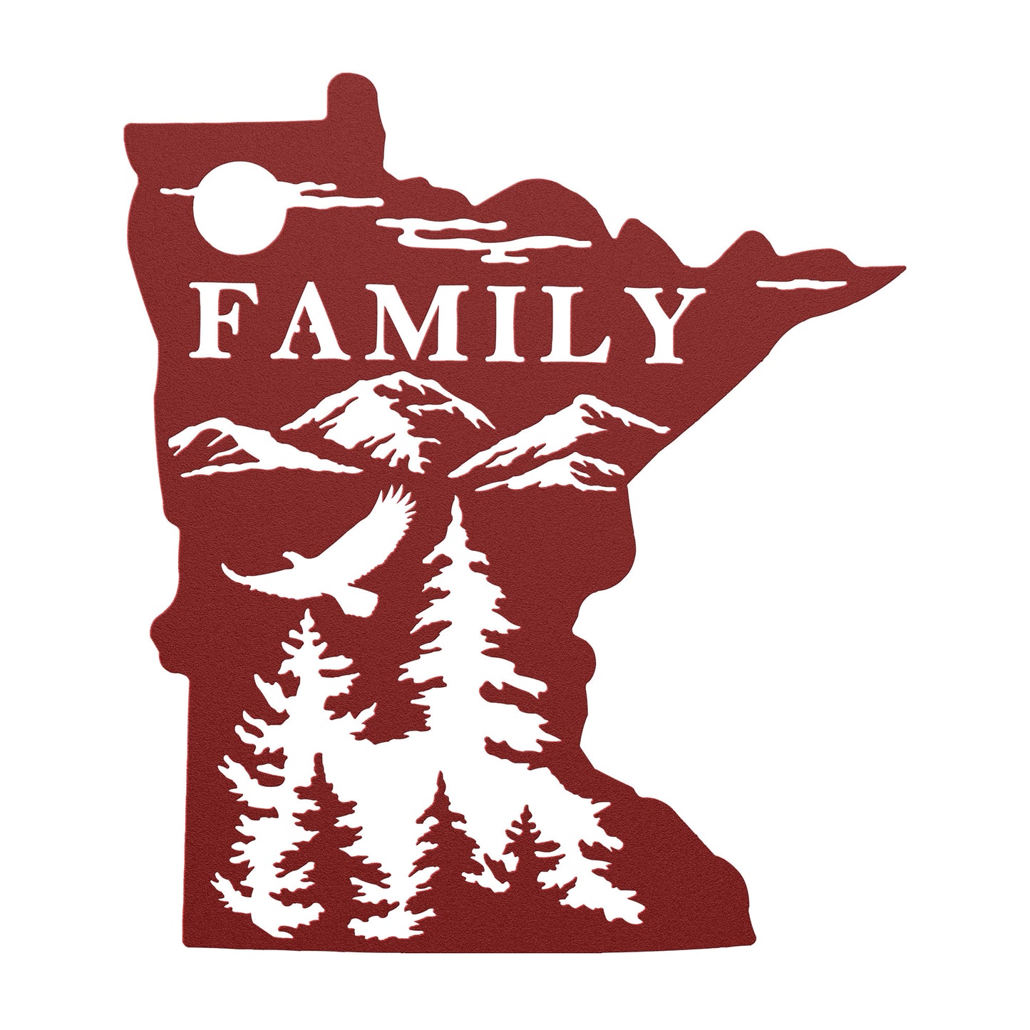 Family Roots in Minnesota: State Outline Metal Art with Tree Design