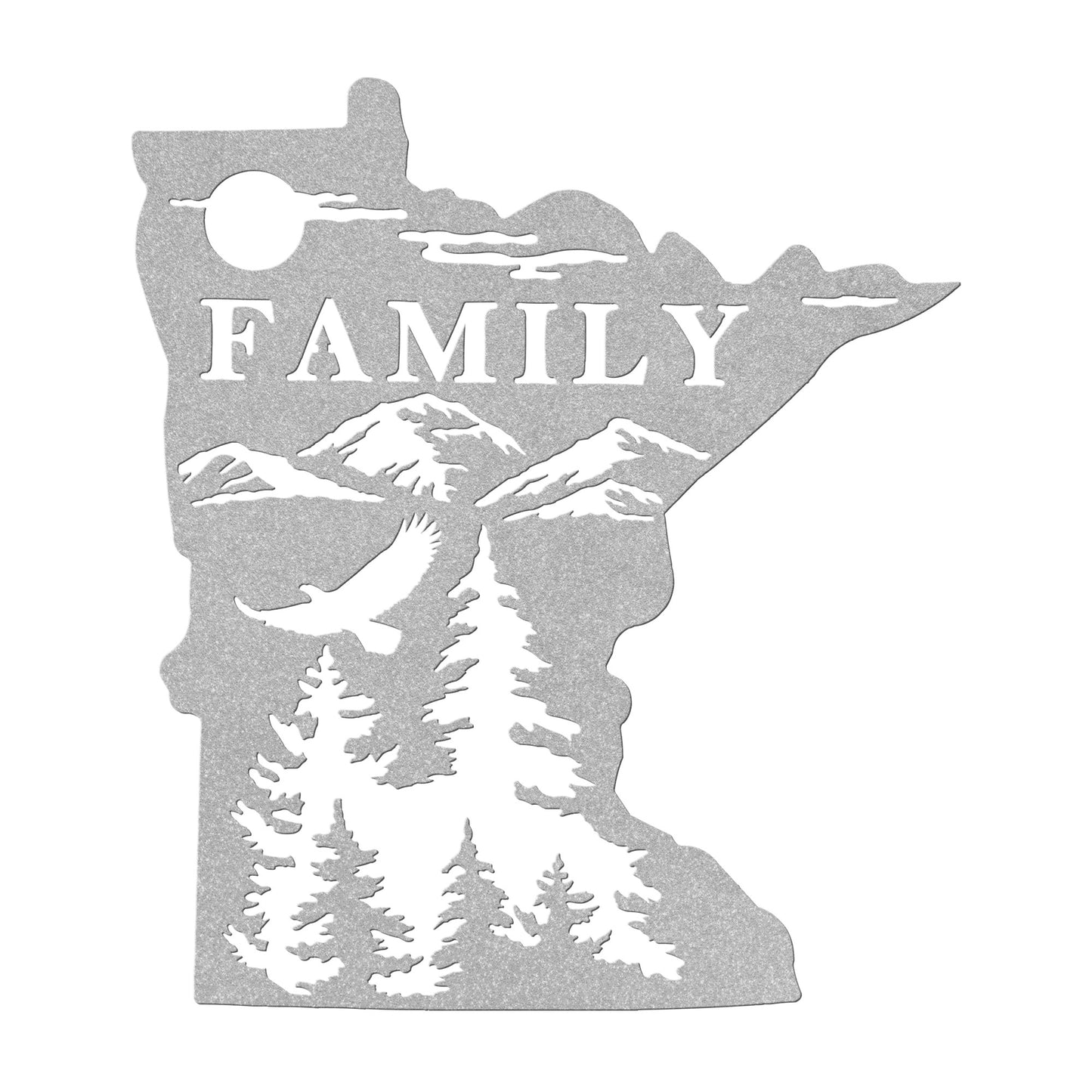 Family Roots in Minnesota: State Outline Metal Art with Tree Design