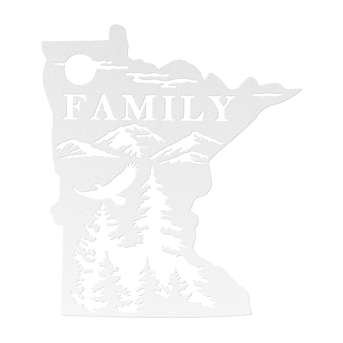 Family Roots in Minnesota: State Outline Metal Art with Tree Design