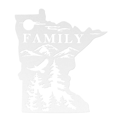 Family Roots in Minnesota: State Outline Metal Art with Tree Design