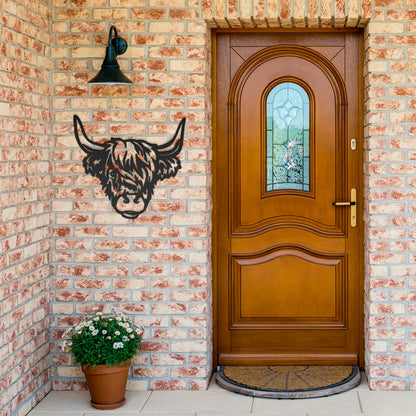 Highland Cow Head Metal Sign - Rustic Home Decor - Animal Wall Art
