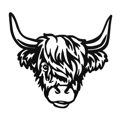 Highland Cow Head Metal Sign - Rustic Home Decor - Animal Wall Art