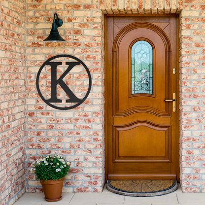 Circle Letter Monogram Metal Sign