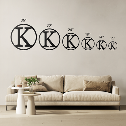 Circle Letter Monogram Metal Sign