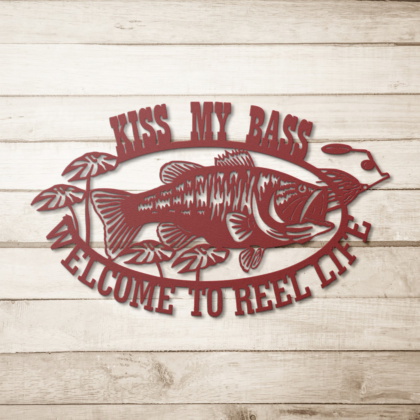 Kiss my Bass reel life laser cut wall decor