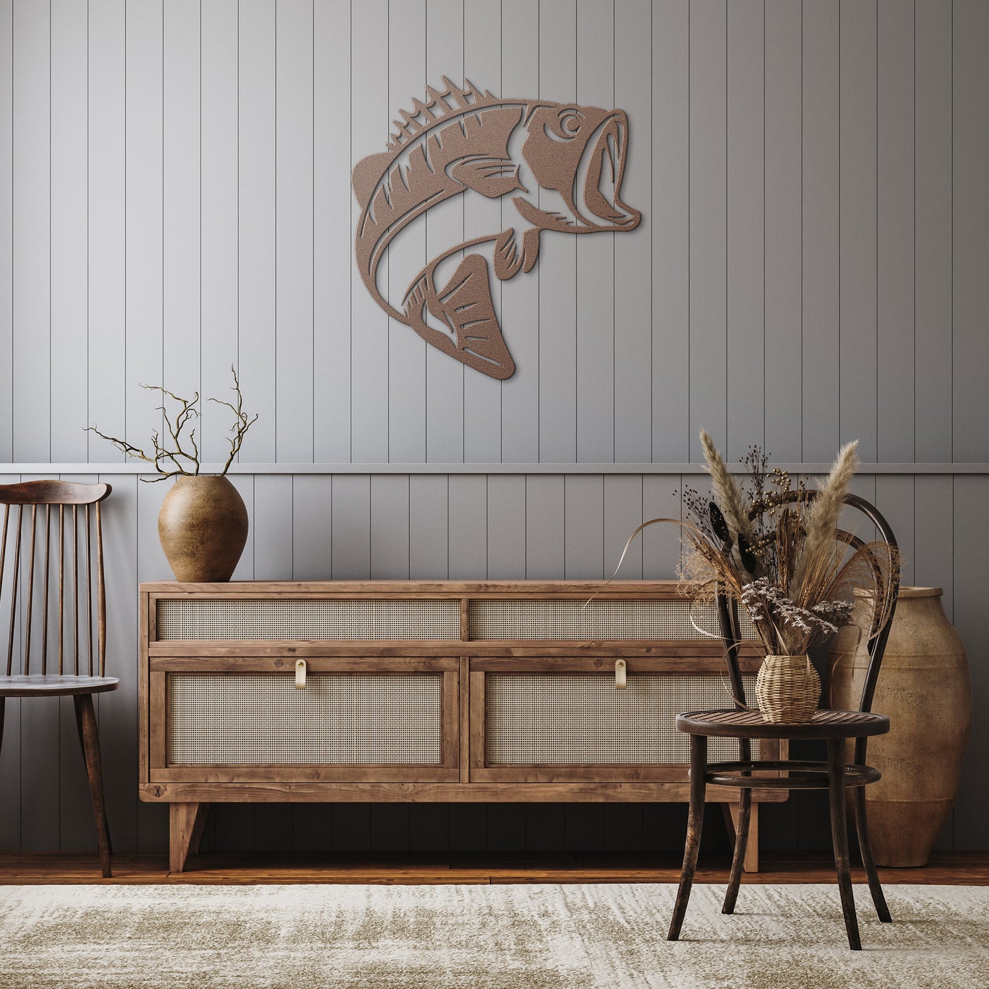 Large Mouth Bass Jumping Metal Art - Fishing Enthusiast's Delight - USA