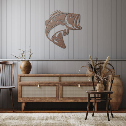Large Mouth Bass Jumping Metal Art - Fishing Enthusiast's Delight - USA