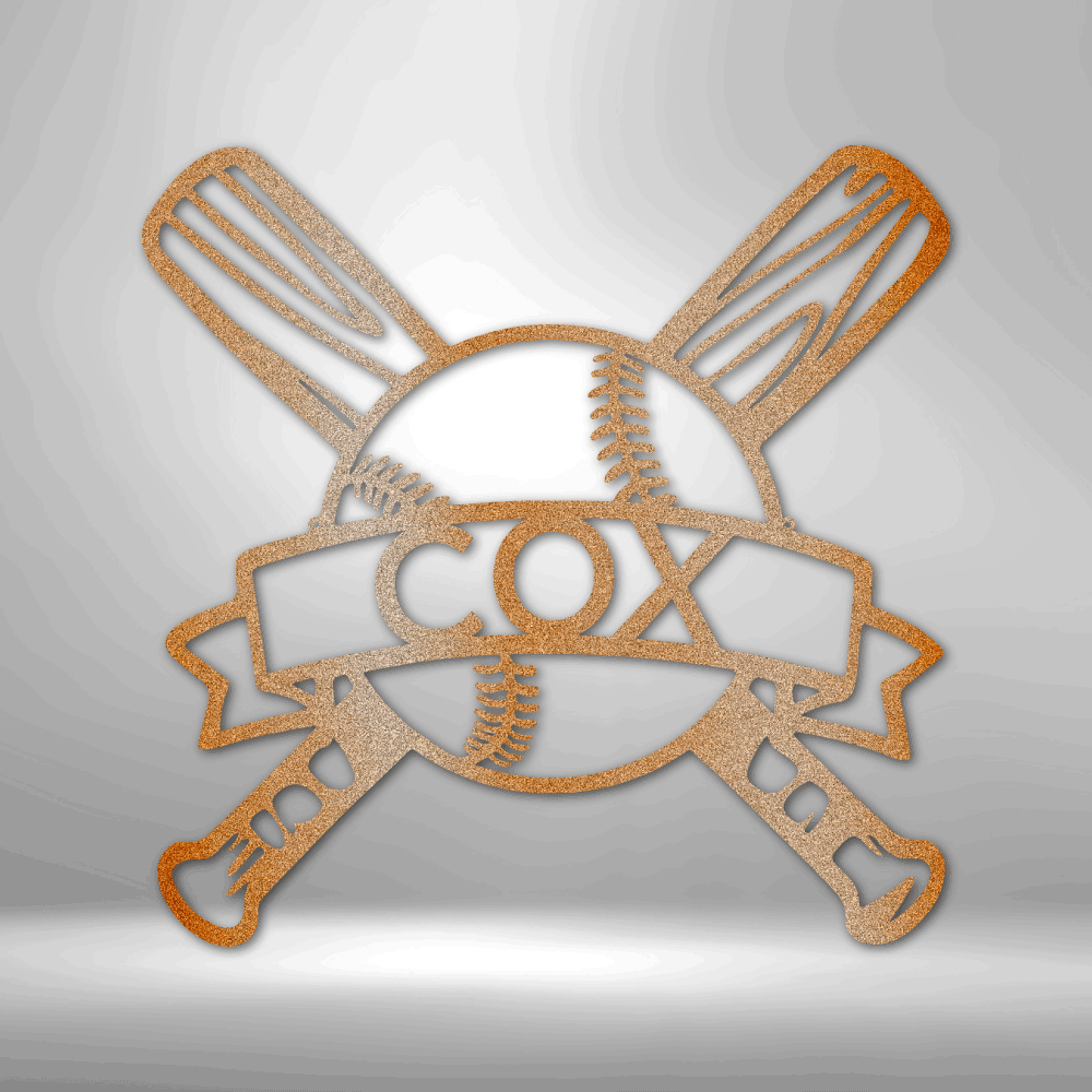 Simple Metal Baseball Sign Baseball Monogram - Metal Sign – Beamish Metal Works