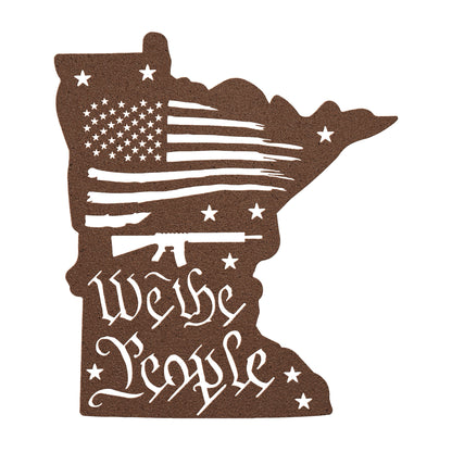 Minnesota Patriotism: Tattered Flag and 'We the People' Metal Art