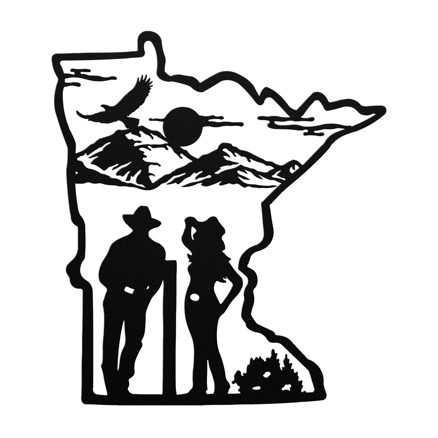 Minnesota Roots with Western Charm: Cowboy and Cowgirl Couple Metal Art - USA