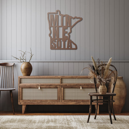 Minnesota State Outline Metal Art with Name | Minnesota Made