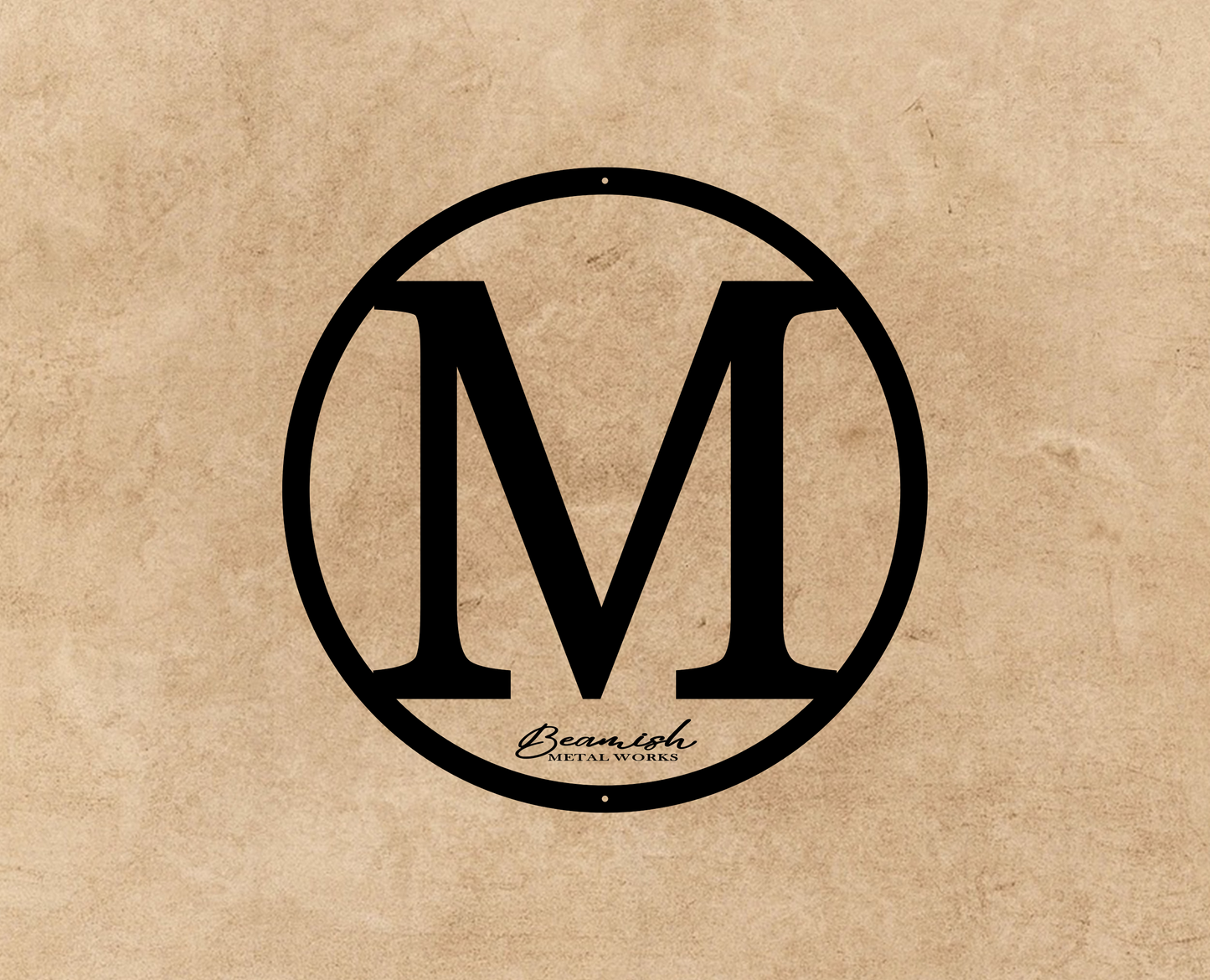 Circle Letter Monogram Metal Sign