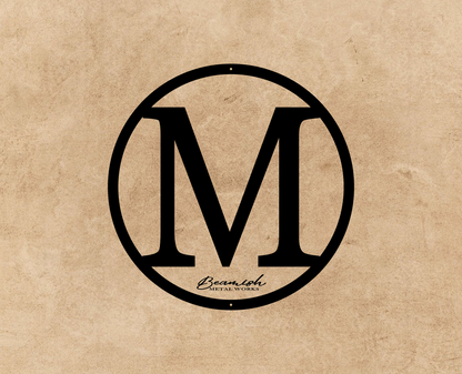 Circle Letter Monogram Metal Sign