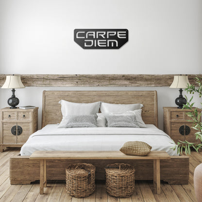 Modern Carpe Diem Metal Word Sign