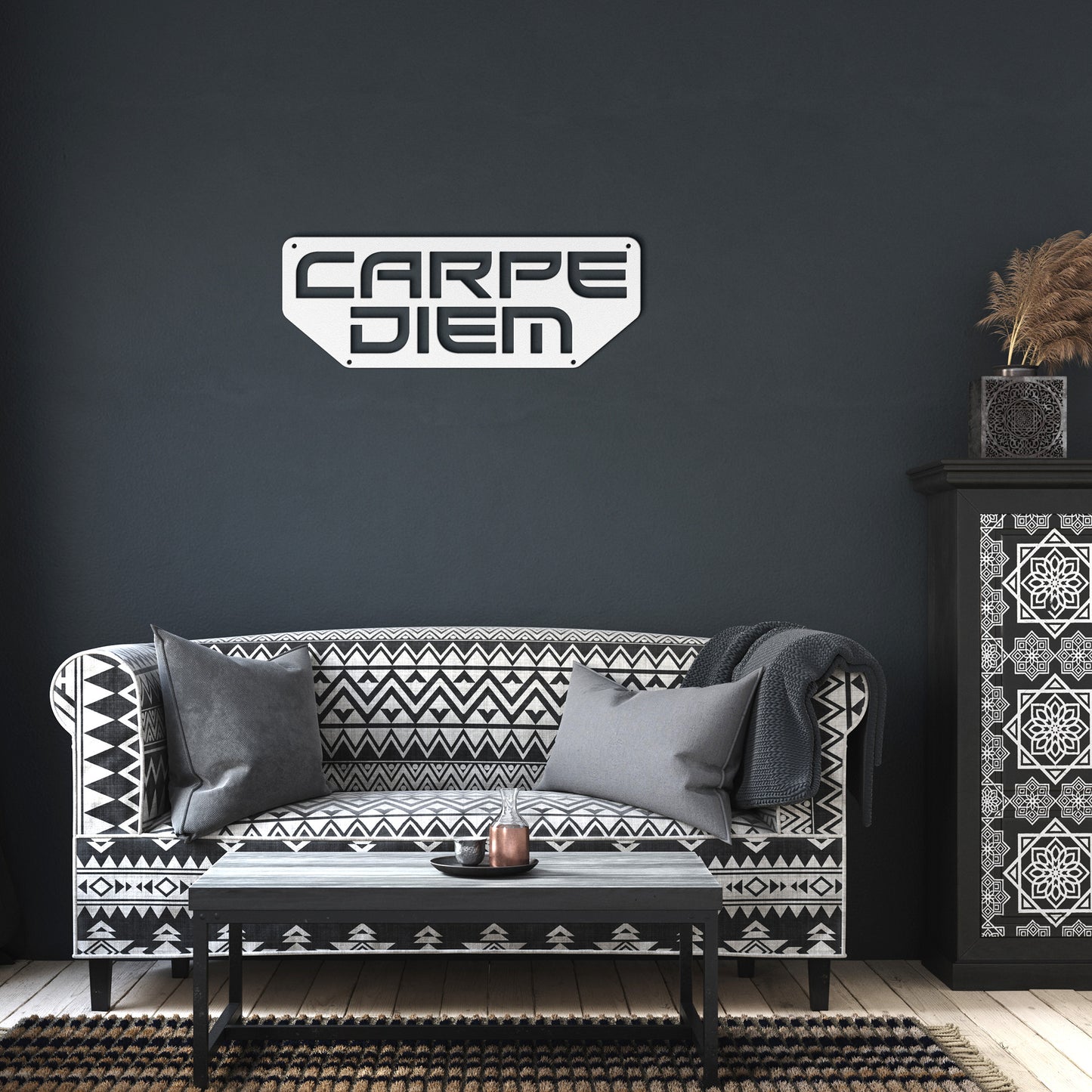 Modern Carpe Diem Metal Word Sign