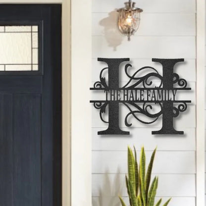 Split Letter Monogram - Steel Name Sign