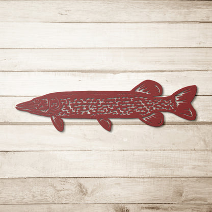 Northern Pike Fish Wall Art - Striking Metal Decor - Laser  Cut Wall Sign