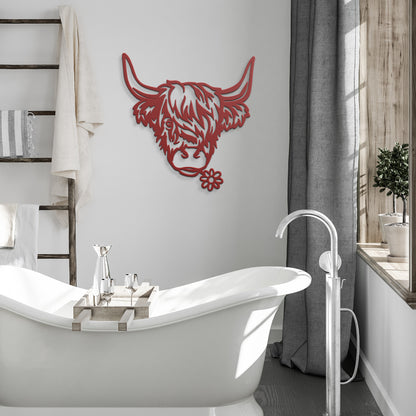 Indoor/Outdoor Highland Cow Decor - Durable Steel Wall Art