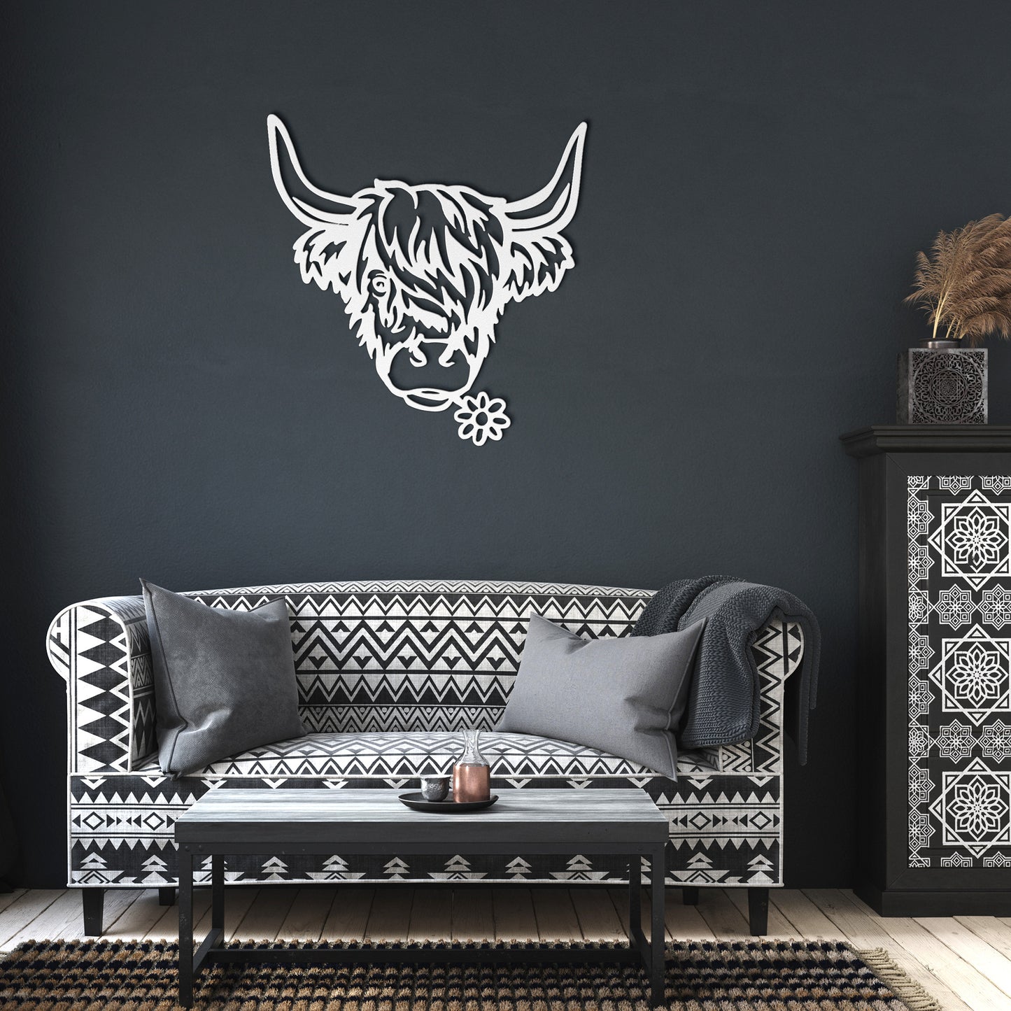 Indoor/Outdoor Highland Cow Decor - Durable Steel Wall Art