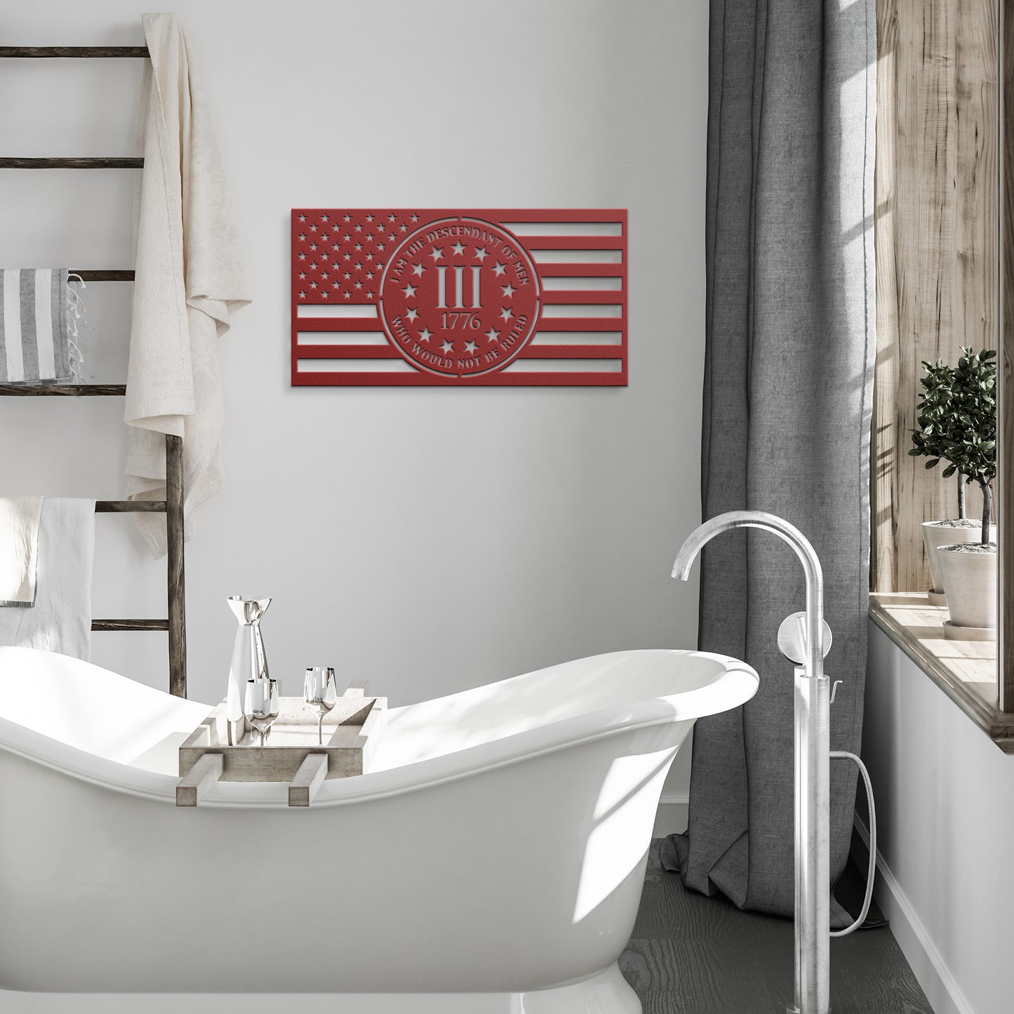 Patriotic  1776 Flag - Made in USA, 3% Movement American Flag Metal Sign - Made in USA