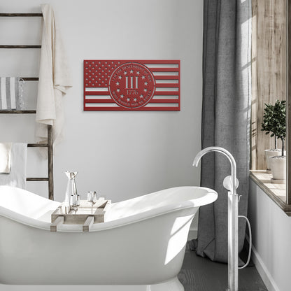 Patriotic  1776 Flag - Made in USA, 3% Movement American Flag Metal Sign - Made in USA