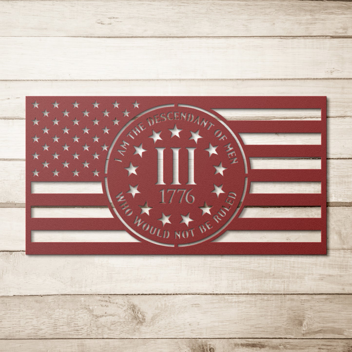 Patriotic  1776 Flag - Made in USA, 3% Movement American Flag Metal Sign - Made in USA