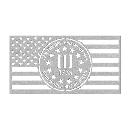 Patriotic  1776 Flag - Made in USA, 3% Movement American Flag Metal Sign - Made in USA