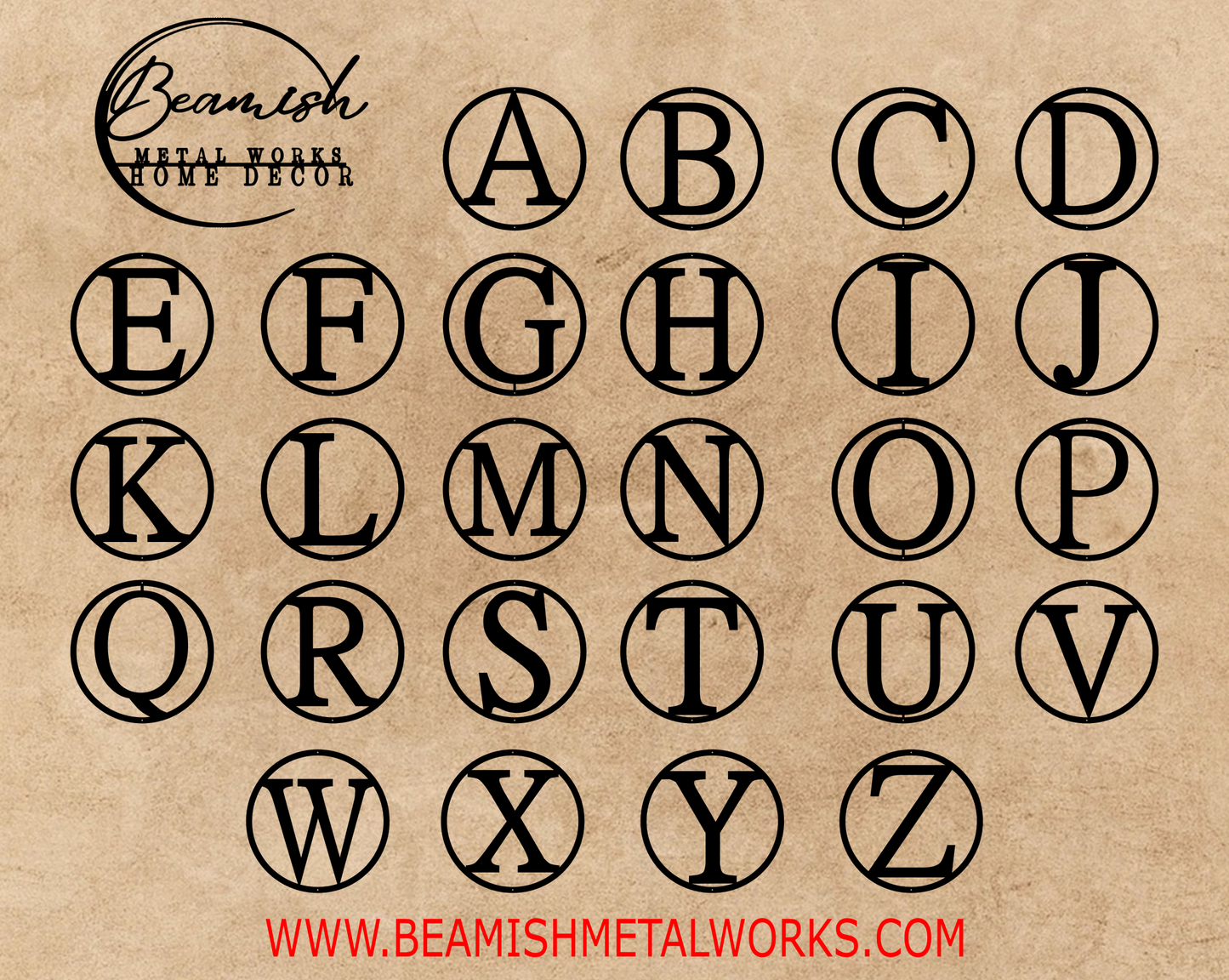 Circle Letter Monogram Metal Sign