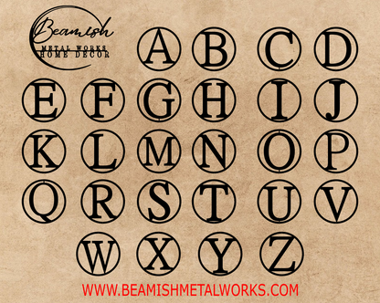 Circle Letter Monogram Metal Sign