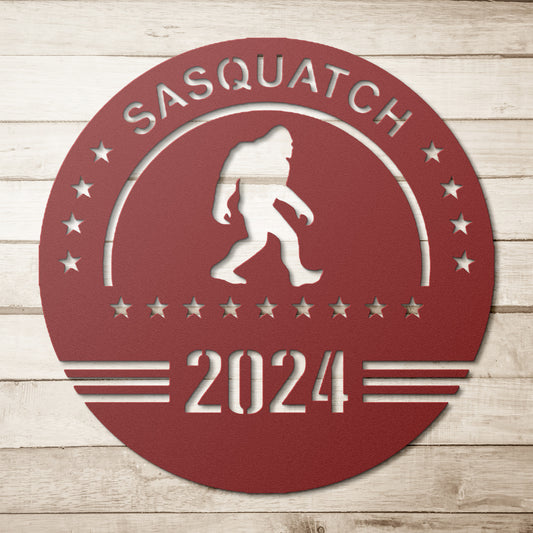 Sasquatch 2024 Metal Sign - Bigfoot for President - Funny Political Home Decor