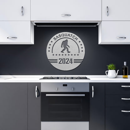 Sasquatch 2024 Metal Sign - Bigfoot for President - Funny Political Home Decor
