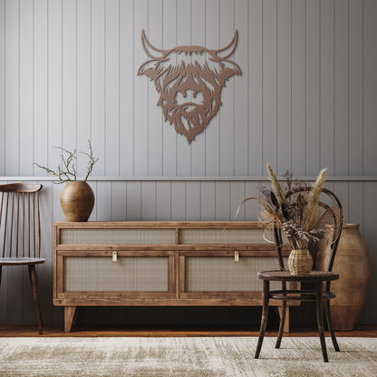 Scottish Highland Cow Wall Decor - Durable Metal Art - Indoor/Outdoor