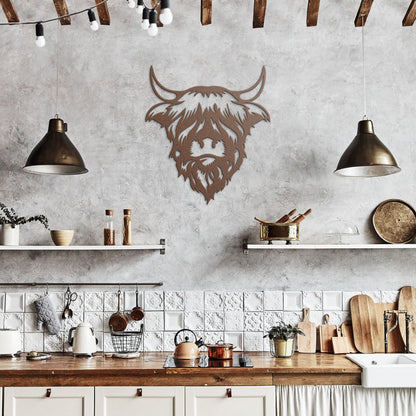 Scottish Highland Cow Wall Decor - Durable Metal Art - Indoor/Outdoor
