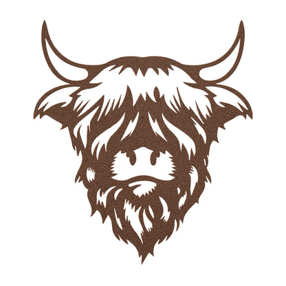 Scottish Highland Cow Wall Decor - Durable Metal Art - Indoor/Outdoor