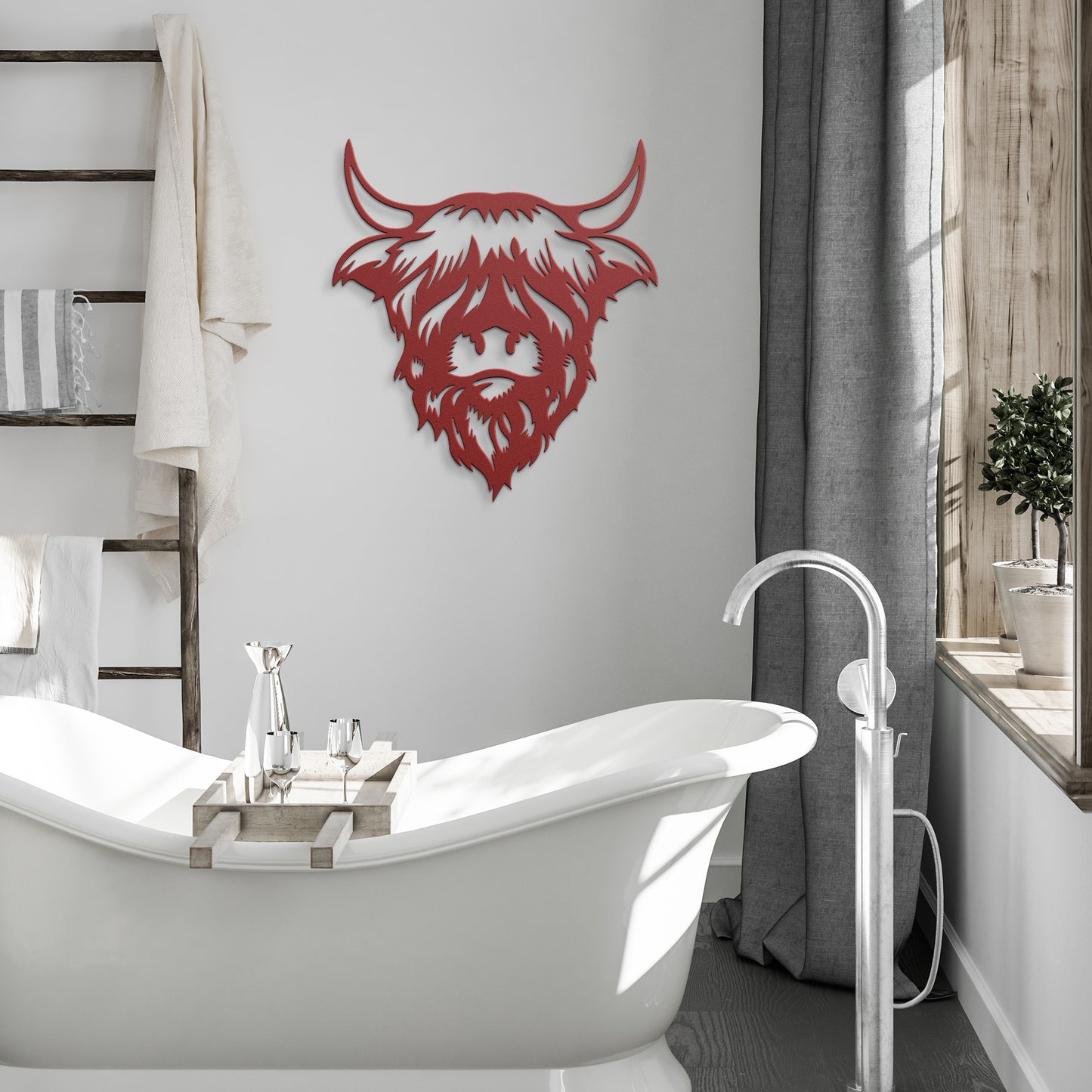 Scottish Highland Cow Wall Decor - Durable Metal Art - Indoor/Outdoor