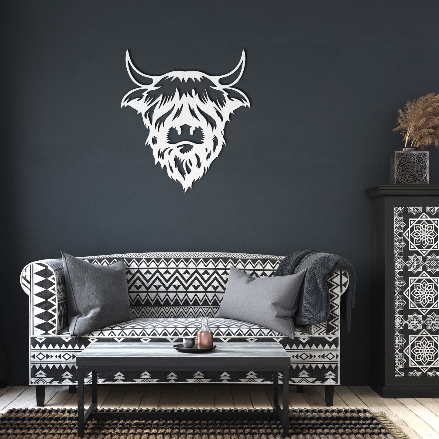 Scottish Highland Cow Wall Decor - Durable Metal Art - Indoor/Outdoor