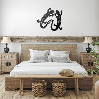 Southwestern Native Geckos - Laser Cut Metal Wall Art - USA