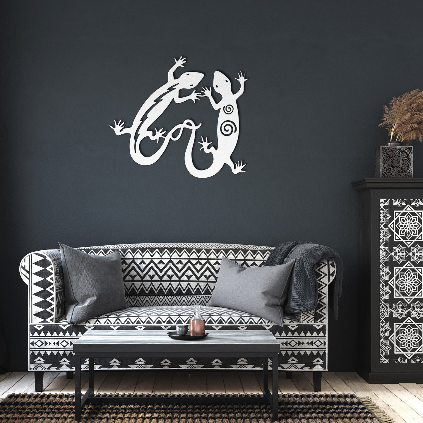 Southwestern Native Geckos - Laser Cut Metal Wall Art - USA