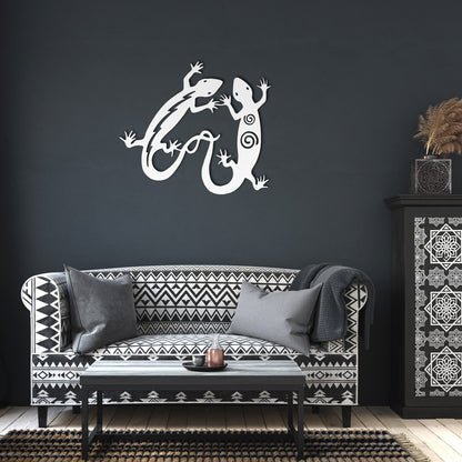 Southwestern Native Geckos - Laser Cut Metal Wall Art - USA