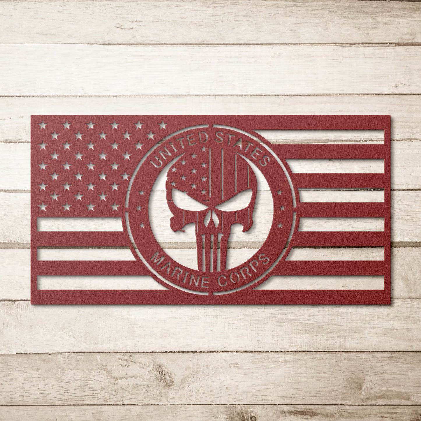 US Marines with this Punisher Skull Themed American Flag - Made in USA - Military Decor