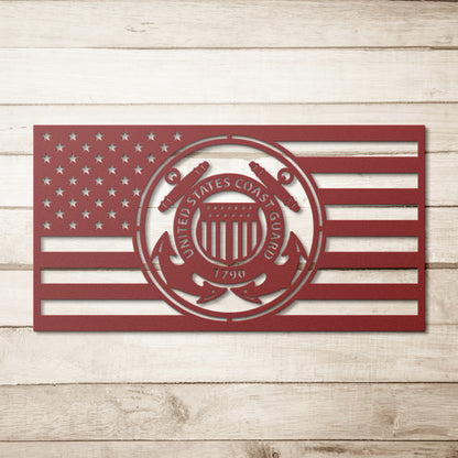 United States Coast Guard Themed American Flag - Made in USA - Military Decor