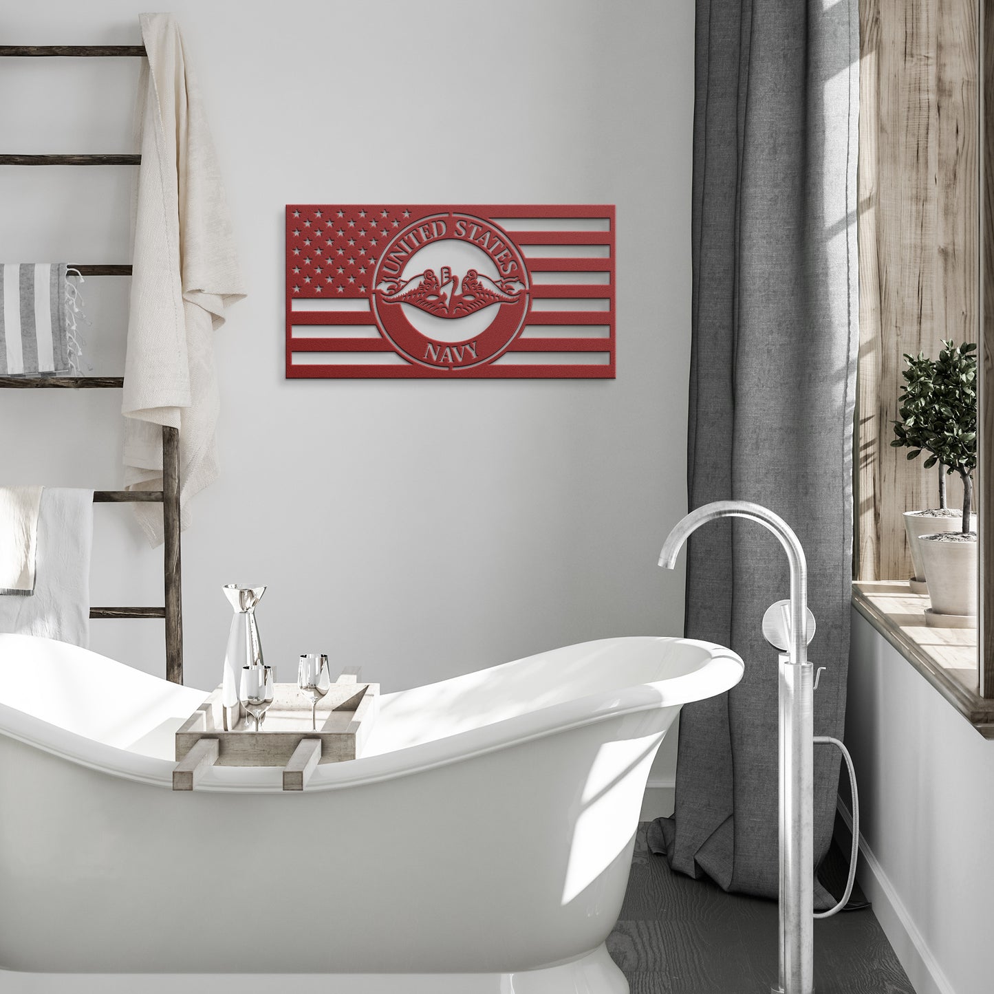 United States Navy Themed American Flag - Made in USA - Military Decor
