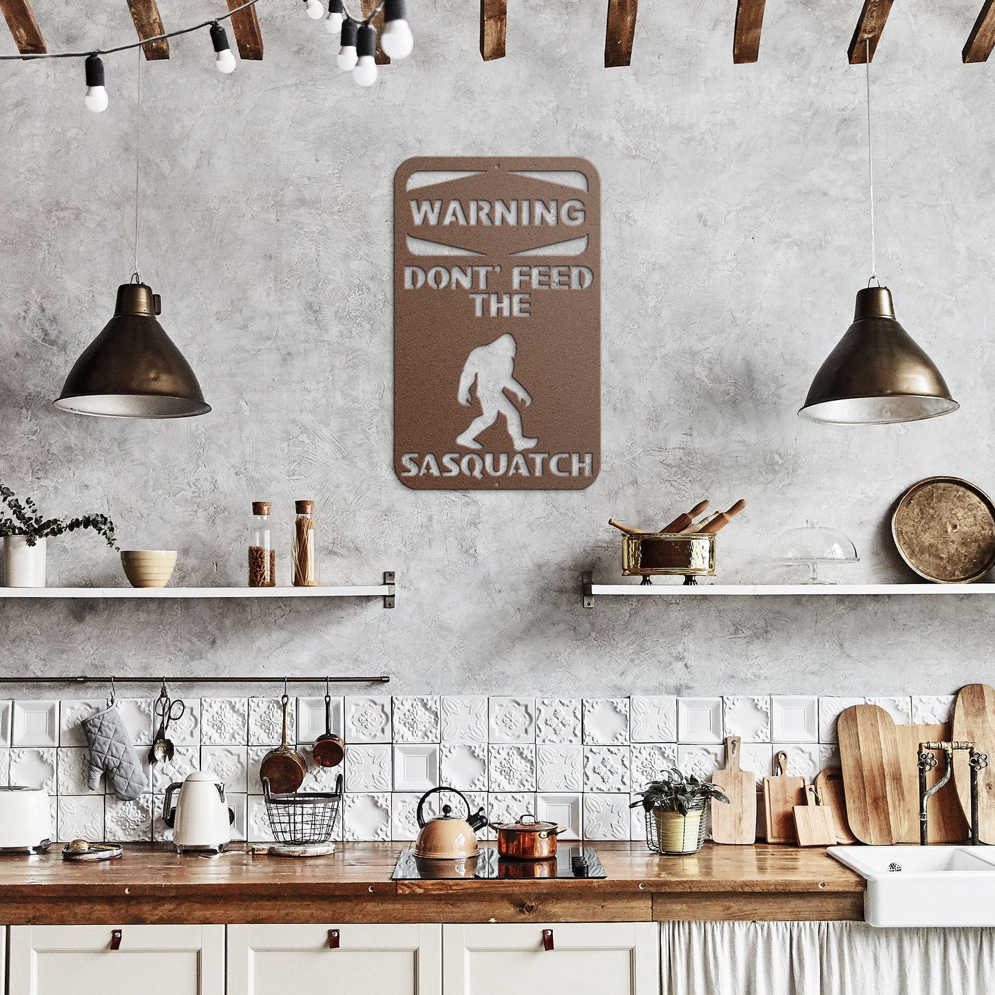 Warning, Don't Feed the Sasquatch Metal Art Sign