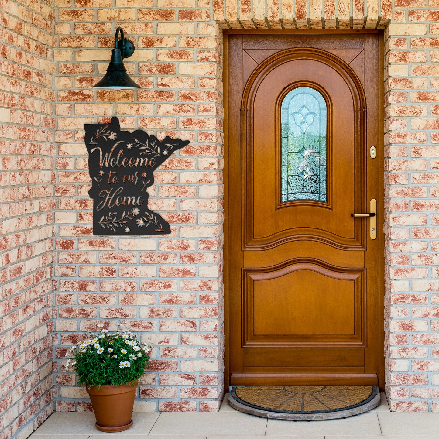 Welcome Home to Minnesota: State Outline Metal Art with 'Welcome to Our Home' Design"