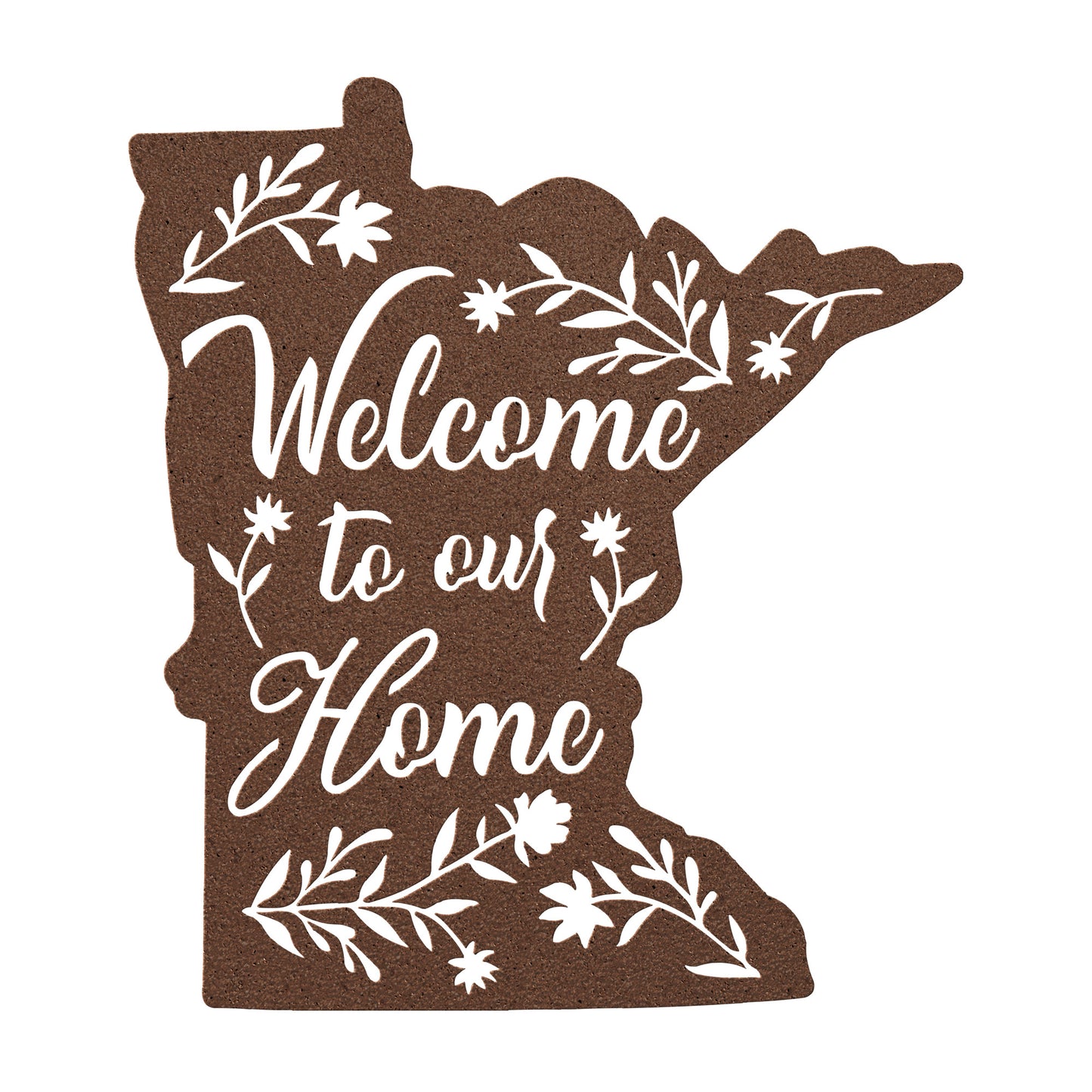 Welcome Home to Minnesota: State Outline Metal Art with 'Welcome to Our Home' Design"