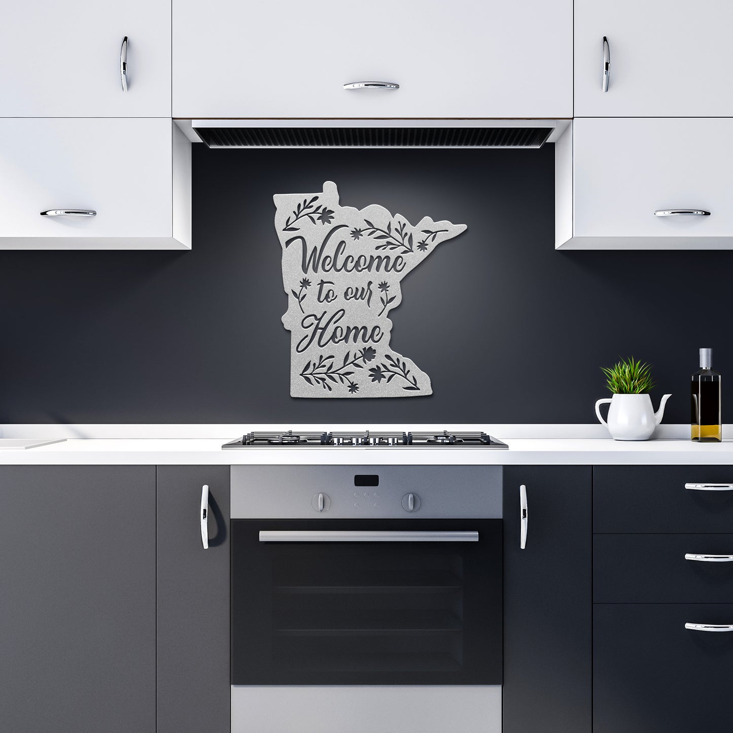 Welcome Home to Minnesota: State Outline Metal Art with 'Welcome to Our Home' Design"