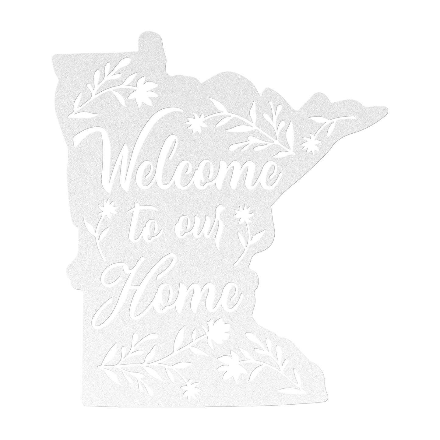 Welcome Home to Minnesota: State Outline Metal Art with 'Welcome to Our Home' Design"