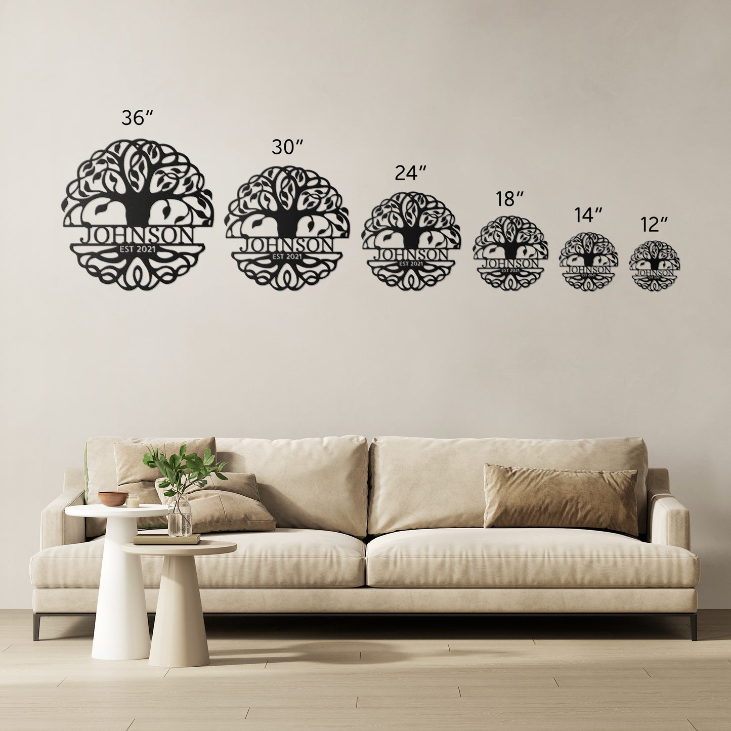 tree of life monogram size comparison