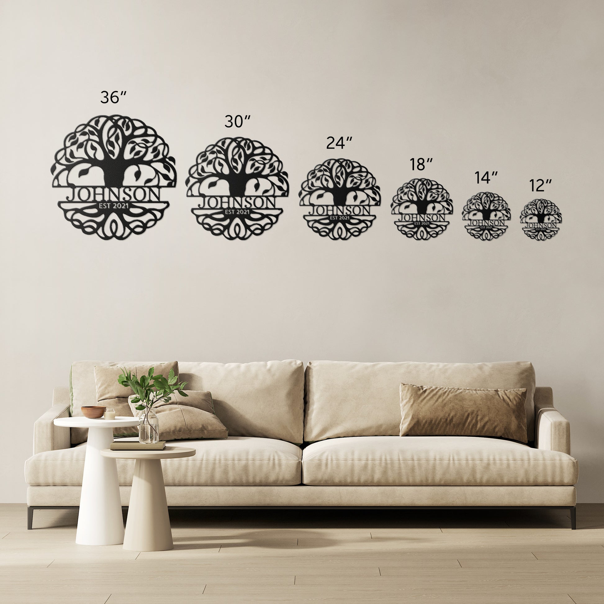 tree of life monogram size comparison