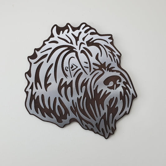 German Wirehaired Pointer metal art on wood